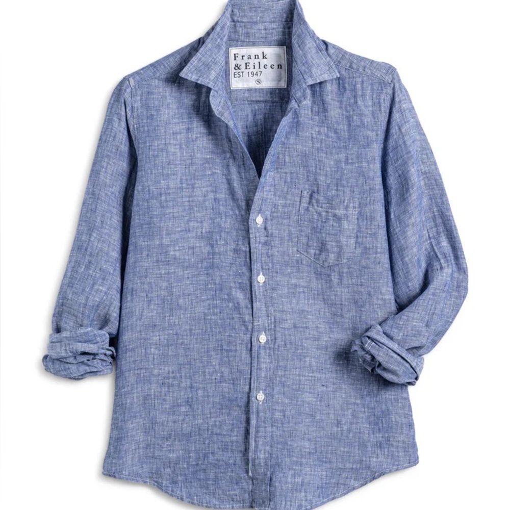 Frank & Eileen Barry Button Up Shirt in Famous Blue Linen